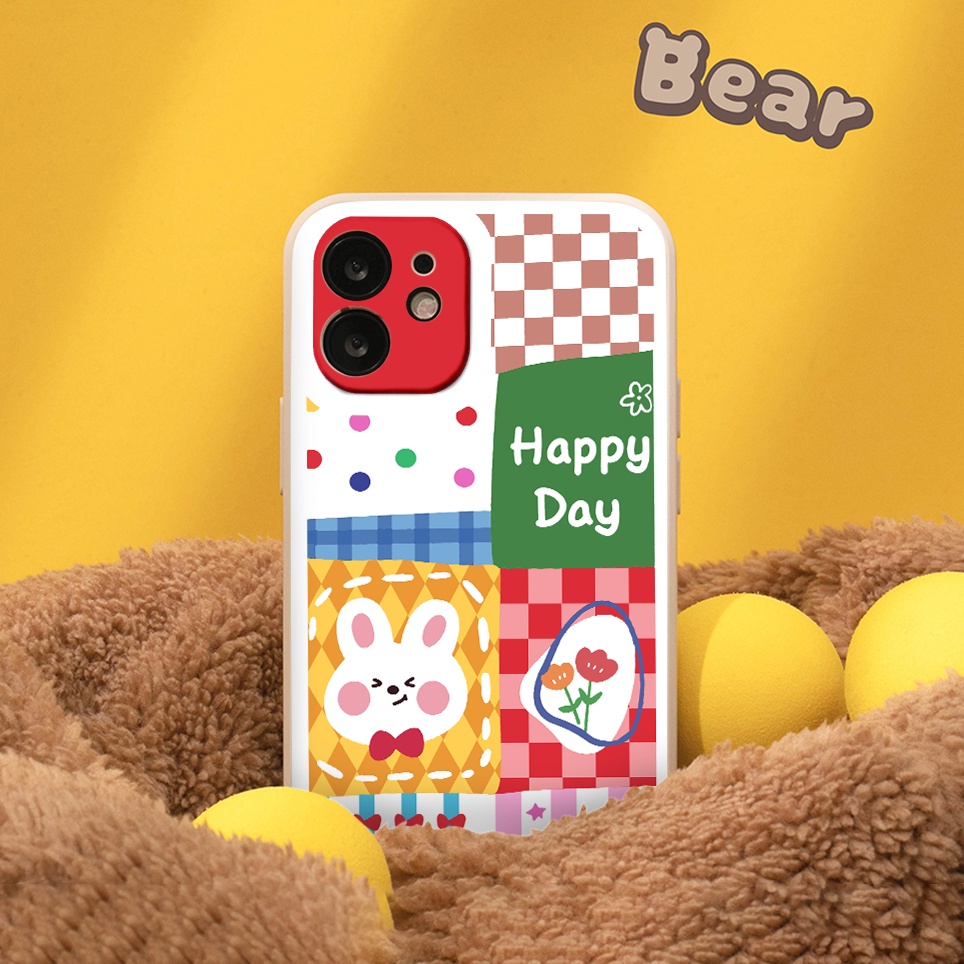 Ốp iphone - Ốp lưng iphone cạnh vuông viền camera Happy Rabbit dành cho ip 6 đến 14promax - G57