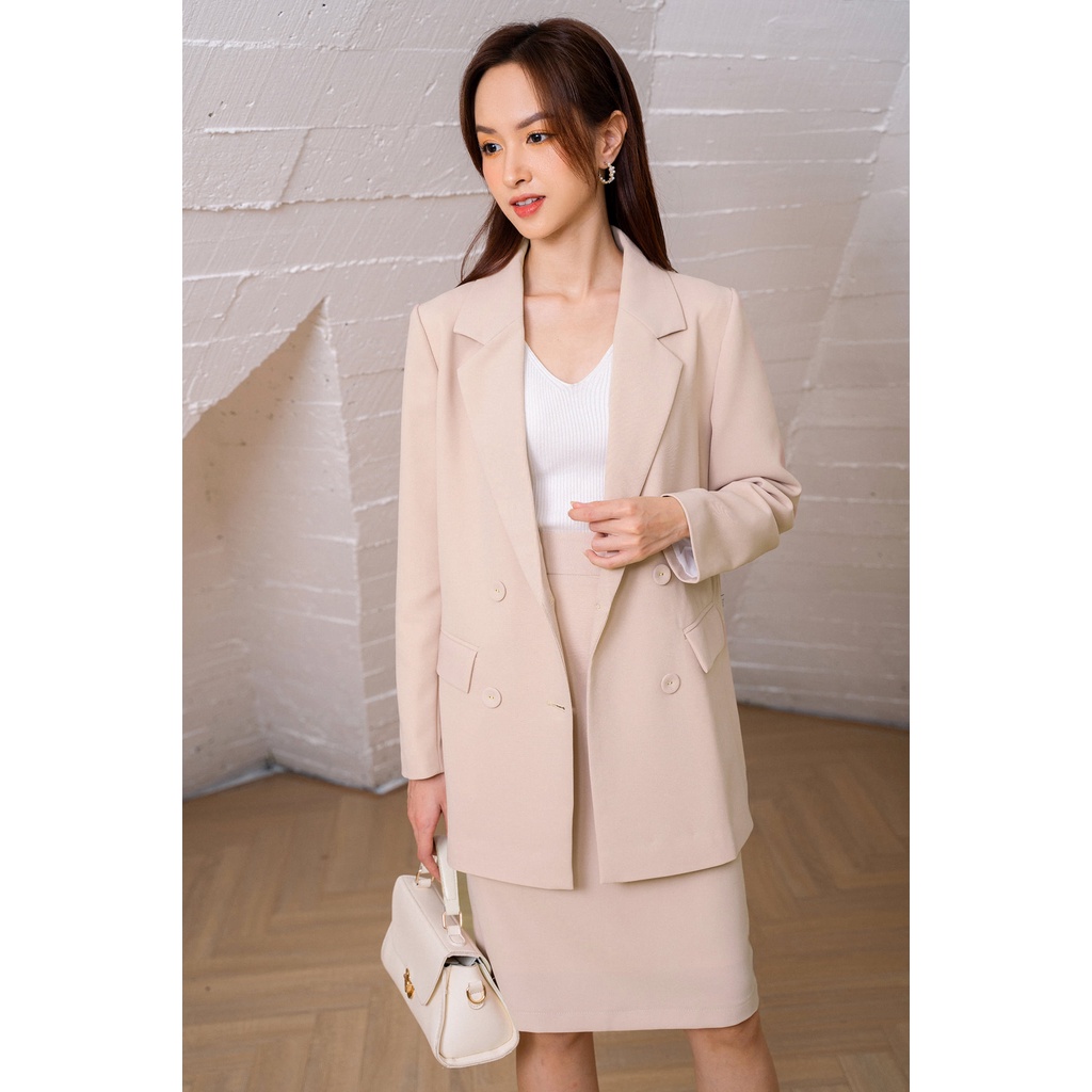 Áo blazer 2 túi nắp 4 khuy bọc TIINSTORE ADK176