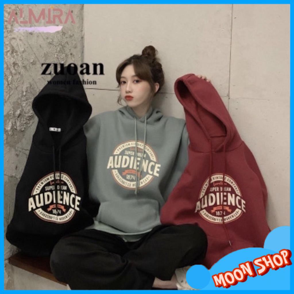 Áo hoodie nữ AUDICEN form thụng tay bồng chất nỉ, Áo Hôdie Nữ