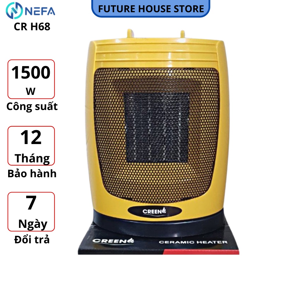 Quạt sưởi gốm Ceramic Creen CR-H68 Model 2021 không gây ồn - Bảo hành 12 tháng - 7 ngày đổi mới - Giao màu ngẫu nhiên