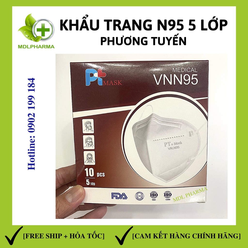 [1 HỘP 10 CÁI] Khẩu trang N95 5 lớp dày dặn, hàng công ty chính hãng, công nghệ Nhật Bản, chống vi khuẩn và bụi mịn