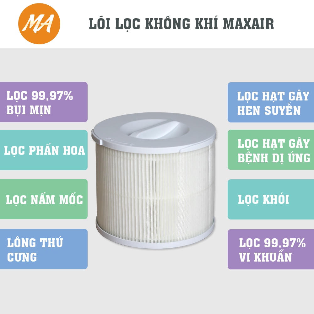 Máy lọc bụi mịn PM2.5 thông minh Max Air, tiếng ồn thấp, hàng chính hãng bảo hành 12 tháng