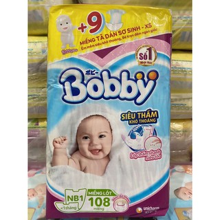 [ Tặng Thêm 9 Miếng] Miếng Lót Sơ Sinh Bobby Newborn 1-108 Miếng Dành Cho Bé + Hàng Chính Hãng + Mevabeheocon