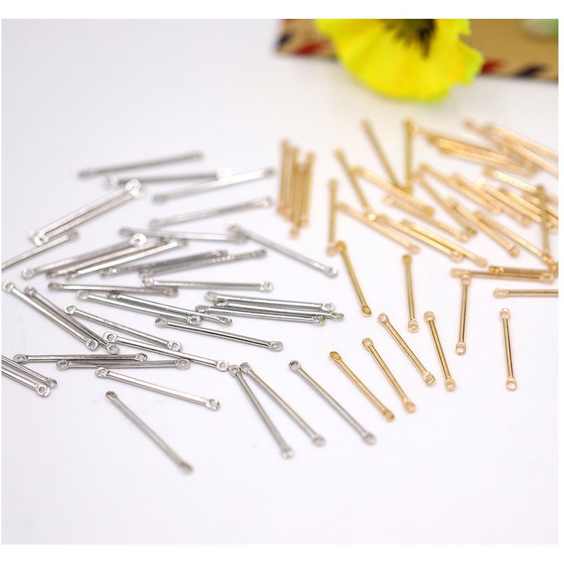 20 QUE NỐI tròn 2 LỖ 2 ĐẦU đủ size 1.5-2-2.5-3-3.5-4-4.5-5cm -NGUYÊN LIỆU LÀM HOA TAI/ KHUYÊN TAI/ BÔNG TAI