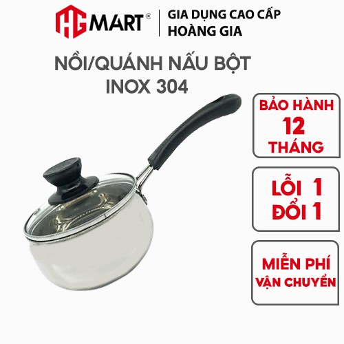 Nồi nấu cháo bột cho bé inox 304 2 đáy bếp từ nắp kính chống nóng HG Mart [Bảo hành 12 tháng]