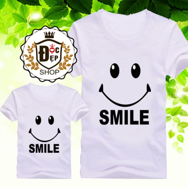 Áo Thun Đôi Mẹ Và Bé Mặt Cười Smile Màu Trắng Ngắn Tay SM009