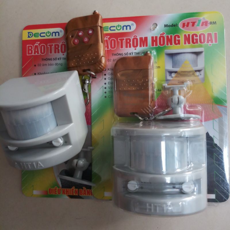 Bộ báo trộm, báo khách hồng ngoại độc lập DECOM có remote điều khiển từ xa