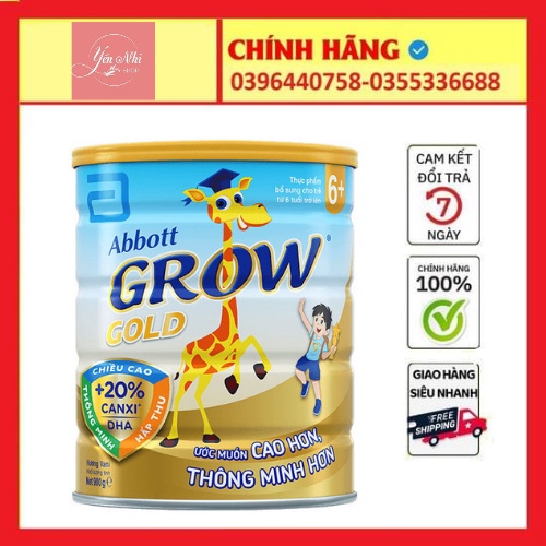 [CHÍNH HÃNG] Sữa bột Abbott Grow Gold 6+ lon 900g date mới