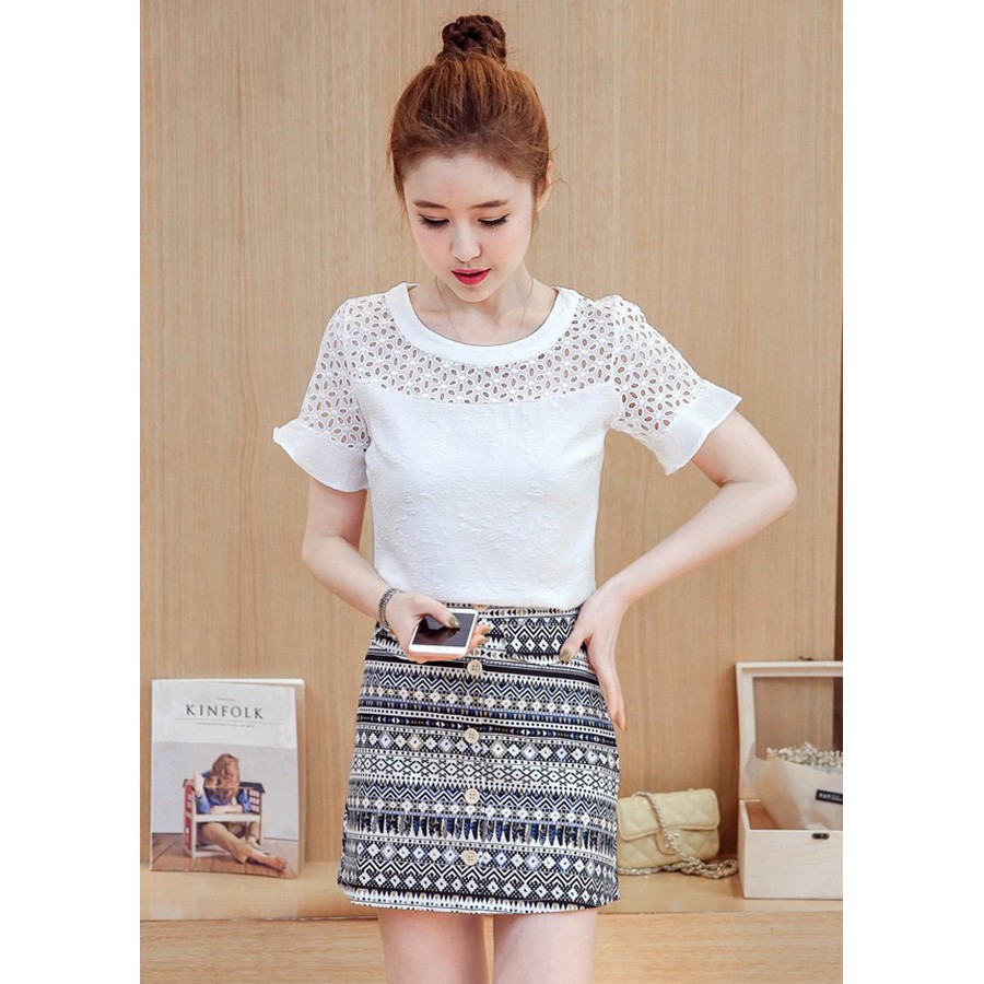 Rẻ Đẹp - Chất Set bộ váy nữ đẹp kiểu Set bộ áo váy thổ cẩm sọc áo dập họa tiết S1156265
