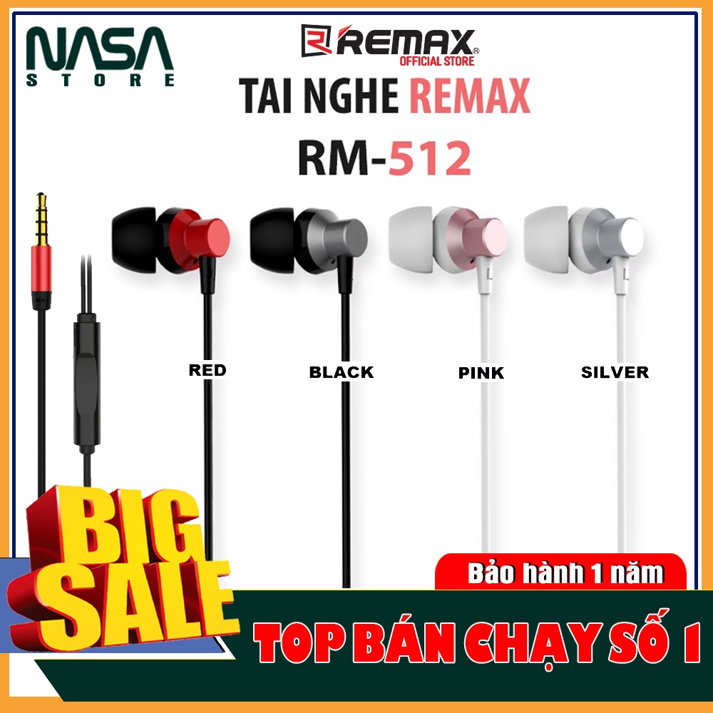 Tai Nghe Có Dây REMAX RM 51 Nhét tai 3.5mm Gaming Chính hãng Cho 6 6s 6s plus Samsung - BẢO HÀNH CHÍNH HÃNG