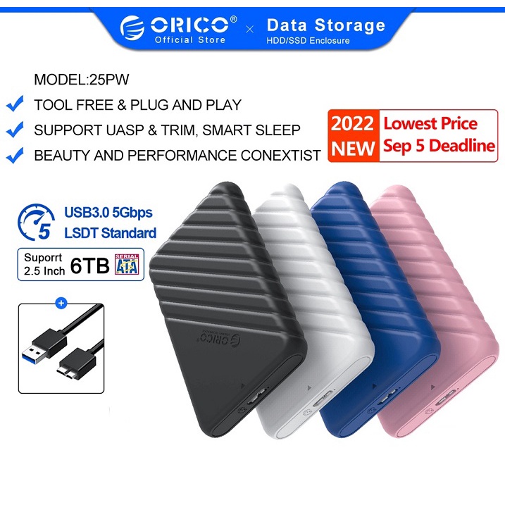 Hộp Đựng Ổ Cứng ORICO Chuyển Đổi HDD Sata Sang USB 3.0 5Gbps 4TB SSD HHD 2.5 inch (25PW1- U3)