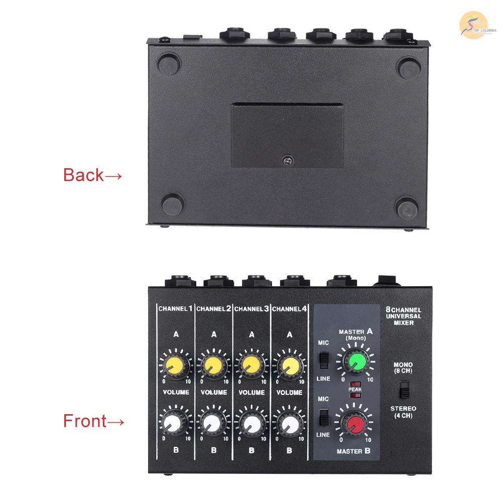 Bộ Thiết Bị Mixer Âm Thanh Mono/Stereo 8 Kênh Nhỏ Gọn Kèm Bộ Chuyển Đổi Nguồn