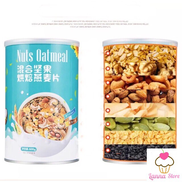 Ngũ cốc ăn kiêng mix hạt, hoa quả OATMEAL hộp 500g - Miêu Thương Lan Đình Đài Loan