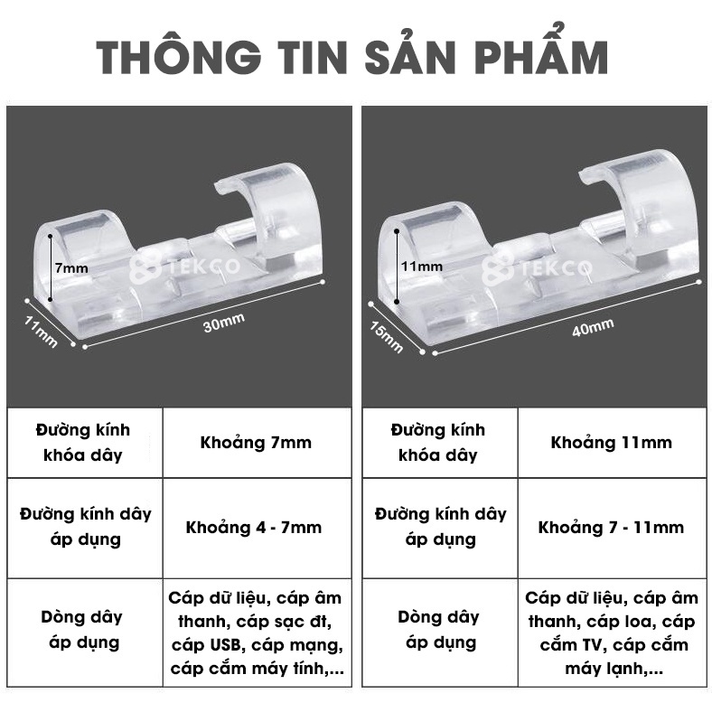 Nẹp dây điện dán tường cố định thông minh bộ 20 cái