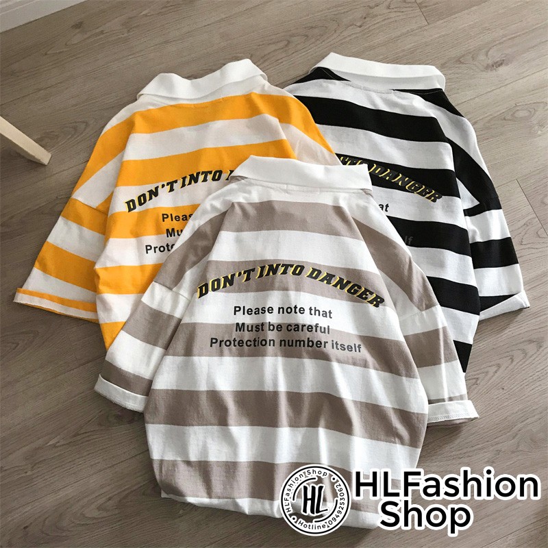 Áo thun tay lỡ unisex T-shirt có cổ Don't Into Danger lịch sự dễ phối đồ - form rộng | BigBuy360 - bigbuy360.vn