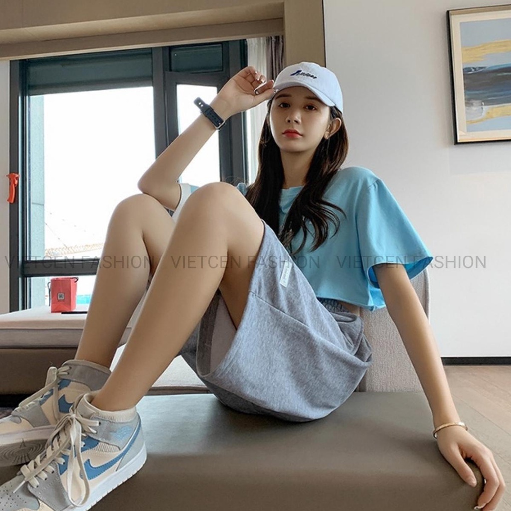 Quần đùi unisex LOGO short bazic cạp chun freesize 2 màu Đen Xám mềm mát thể thao ulzzang CUTEZOO
