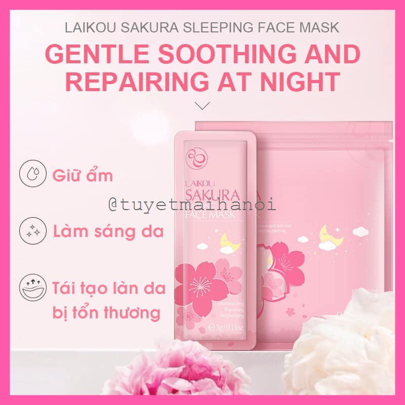 [Mã COS1904 giảm 8% đơn 300K] Bịch 15 Gói Mặt Nạ Ngủ Hoa Anh Đào Sakura Sleeping Face Mask Chính Hãng Laikou | BigBuy360 - bigbuy360.vn