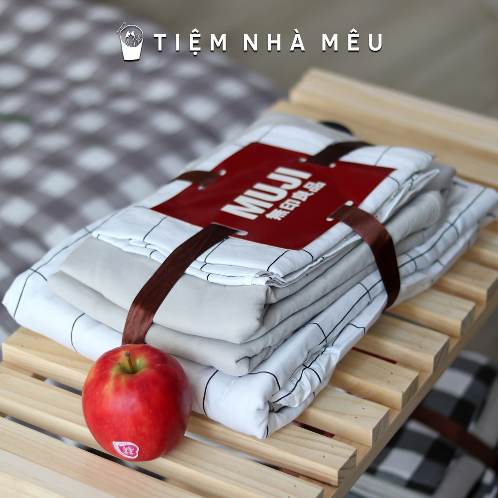 ( HÀNG ĐẸP-ẢNH THẬT) Bộ Chăn Ga Gối Cotton Đũi✨m6/m8/2m - Full size Tiệm Nhà Mêu✨Sét 4 Món  Linen Muji Basic Hàn ( Vol2)