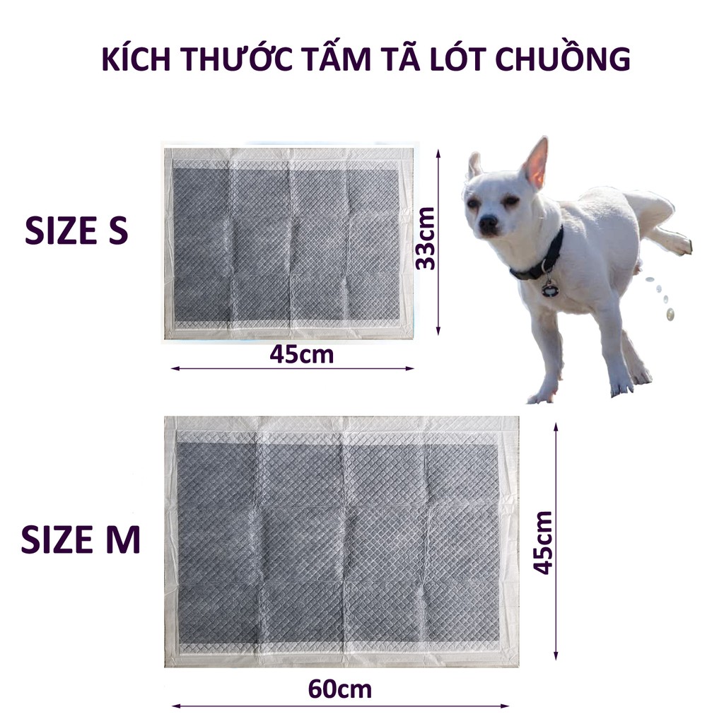 Miếng tã lót chuồng Charcoal cho khay vệ sinh, lồng sàn xe cho chó mèo, thú cưng siêu thấm hút (bán lẻ từng tấm) PetX