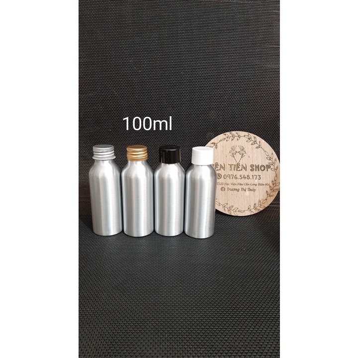 Chai nhôm bạc 50ml, 100ml nắp vặn