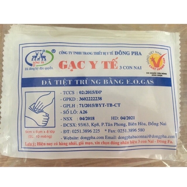 Gạc y tế tiệt trùng đông pha