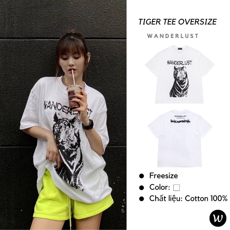 Áo thun oversize trắng Tiger Tee