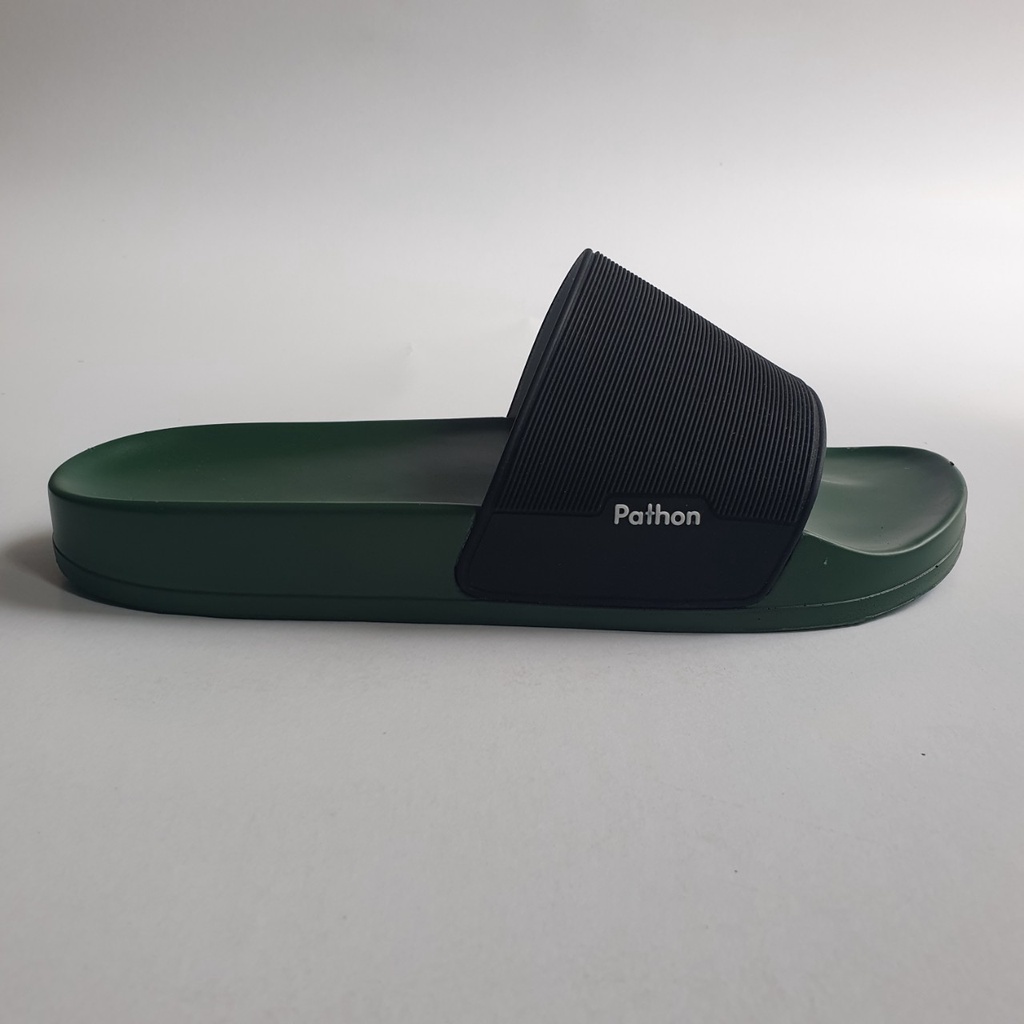 Dép nam nữ quai ngang slipper Pathon quai PVC và đế PU xanh quai đen Mẫu SD63