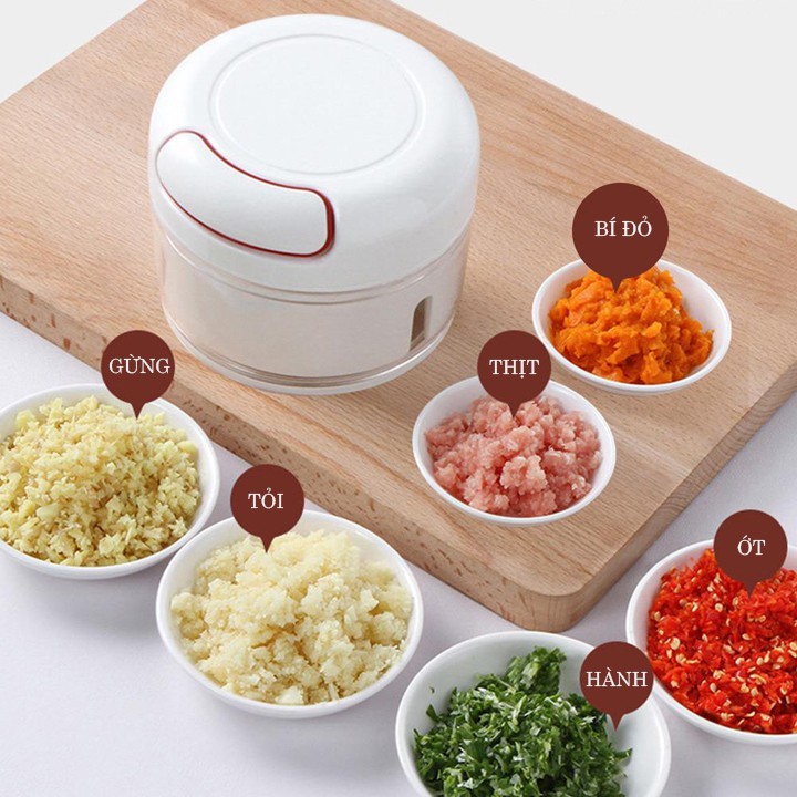 Dụng cụ xay tỏi, ớt, gừng, hành khô - nghiền thực phẩm dây rút mini FOOD CHOPPER