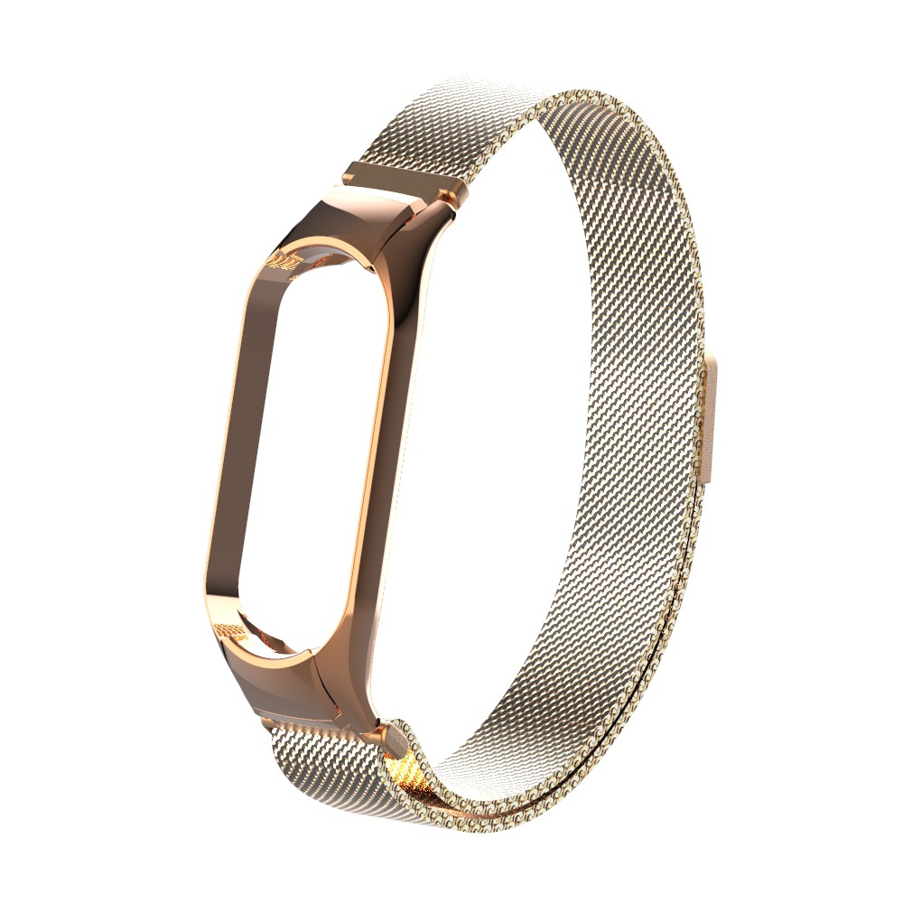 Dây đồng hồ đeo cổ tay bằng kim loại dạng lưới có khóa nam châm thay thế chất lượng cho xiaomi mi band 3 4 5 6