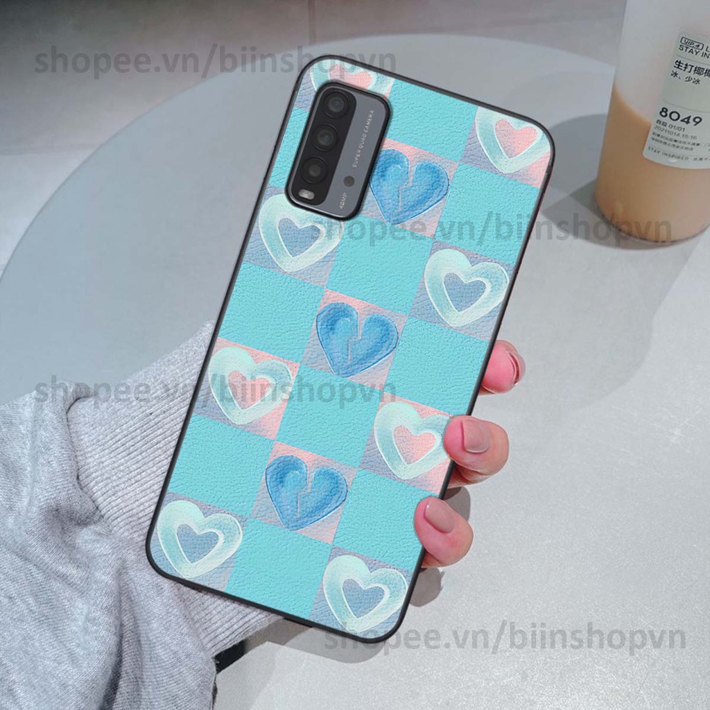 Ốp Xiaomi Redmi 9T caro trái tim nhiều màu sắc, đầy cá tính, khẳng định phong cách