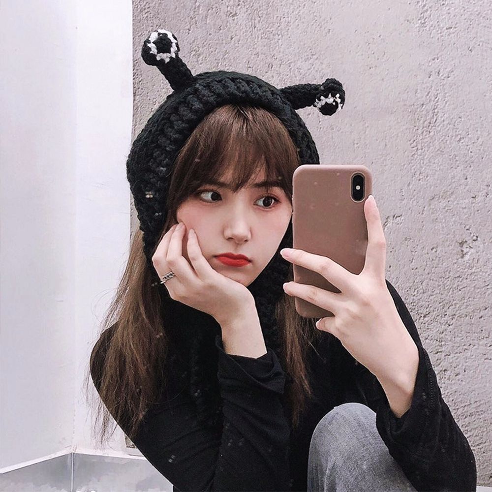 Mũ Len Trùm Đầu Giữ Ấm Mùa Đông Kiểu Dáng Dễ Thương Phong Cách Hàn Quốc Cho Nữ