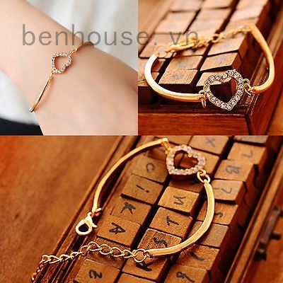 Vòng tay mặt hình trái tim đính đá dễ thương