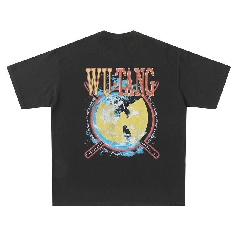 Áo Thun cotton Ngắn Tay Dáng Rộng In Hình WUTANG CLAN Wuang PSYCHO21 Phong Cách retro Đường Phố