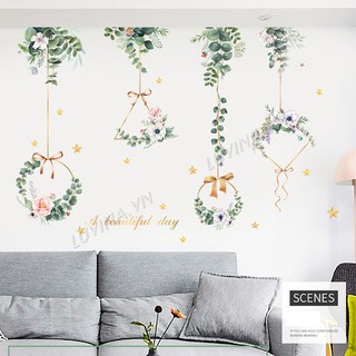 [ĐƠN 200K TẶNG QUÀ SIÊU YÊU]-Decal dán tường LUVINA trang trí quán cafe, văn phòng- Dây treo hoa Hàn quốc