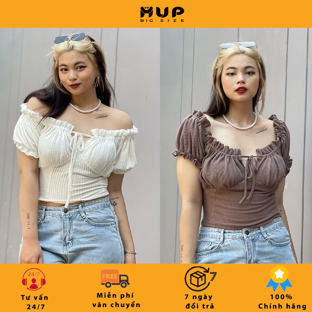 Áo croptop nữ tay ngắn áo kiểu bigsize ôm trễ vai MUP Bigsize AC08