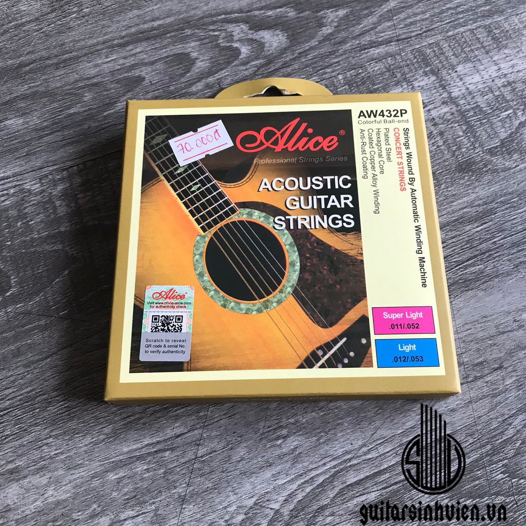 Dây đàn guitar acoustic Alice AW406, AW432P, AW436 - tặng 1 phím Alice - Dây sắt chuyên cho đàn acoustic