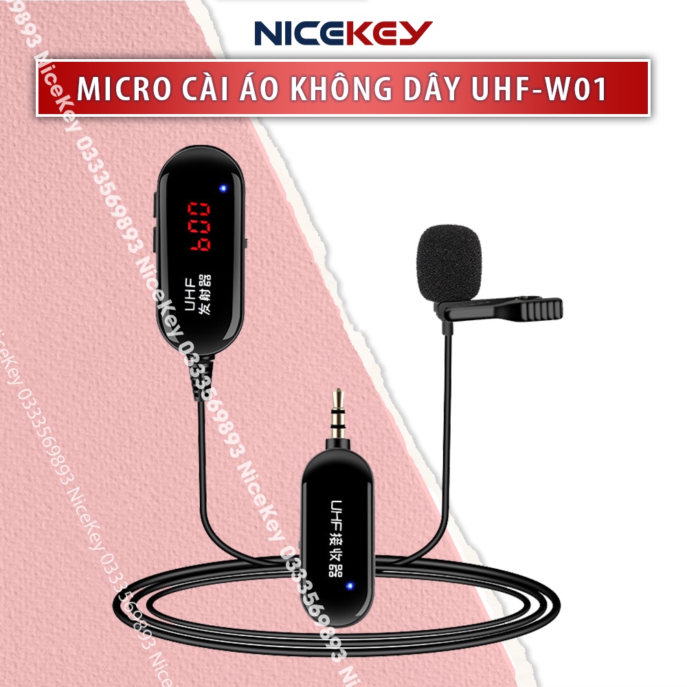 [CHINH HÃNG Mic Không Dây Cài Áo W01 Sử Dụng Sóng UHF Kết Nối Loa Trợ Giảng, Loa Kéo, Amly, Điện thoại, ⚡BH 1 NĂM⚡