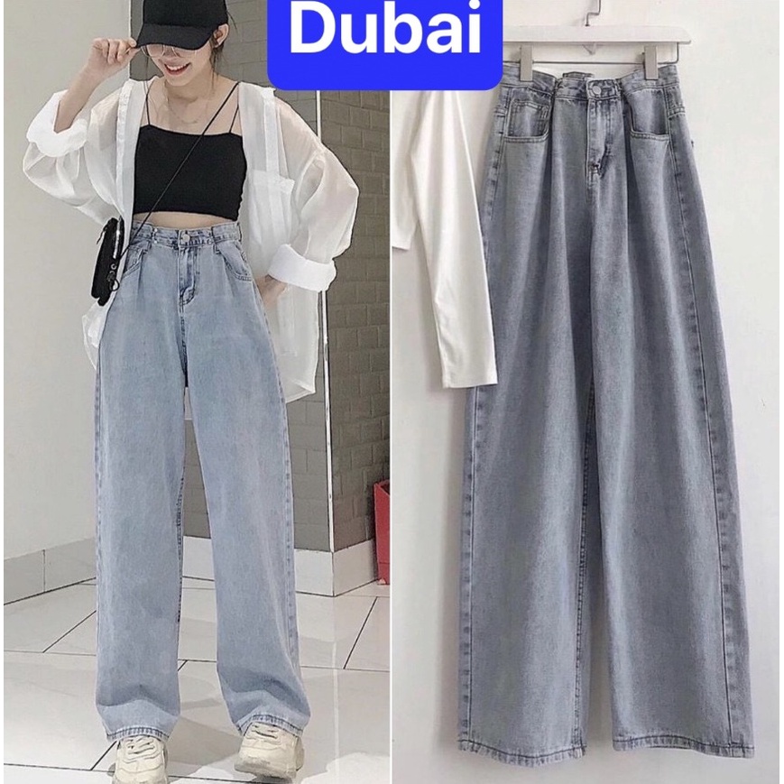 QUẦN BAGGY JEAN NỮ XANH CHẤT BÒ ỐNG RỘNG DÀI LƯNG CAO NÂNG MÔNG NHẬT BẢN RAN MORI DB-20 CAO CẤP,DUBAI FASHION