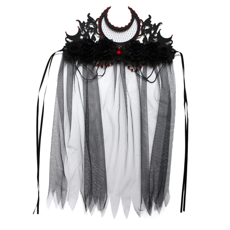 Flgo Băng Đô Cài Tóc Hình Vương Miện Màu Đen Phong Cách Gothic