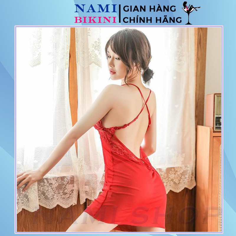 Váy ngủ xuyên thấu kèm quần lọt khe đầm ngủ sexy phối ren váy 2 dây chéo gợi cảm Nami | BigBuy360 - bigbuy360.vn