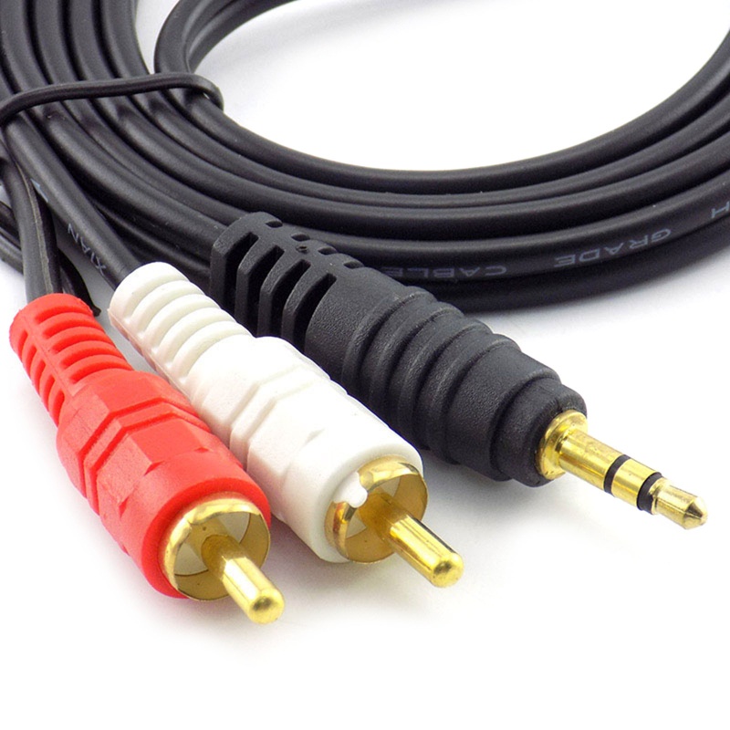 Dây Cáp Âm Thanh 3.5MM Chuyển Đổi Đầu Cắm Sang 2RCA AUX Cho Loa Xe Hơi/Điện Thoại