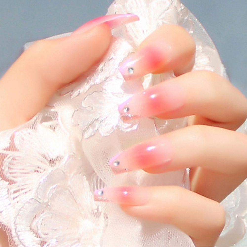 MIHAN1 Hộp 24 Móng Tay Giả Che Phủ Toàn Diện Đính Kim Cương Giả