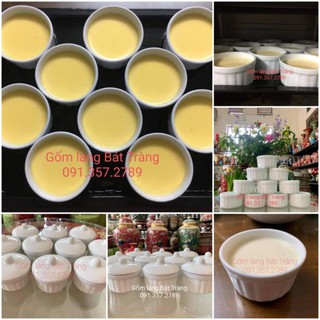 Set 10 hũ làm caramen trắng gốm sứ Hiền Anh Bát Tràng