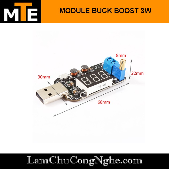 Mạch nguồn đa năng cắm USB cho đầu ra từ 1,2V đến 24V 3W - Module nguồn buck boost