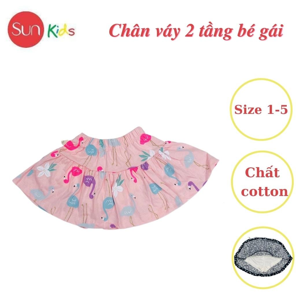 Chân váy cho bé, đầm bé gái 2 tầng, chất cotton, có quần đùi trong, size 1-5 - SUNKIDS