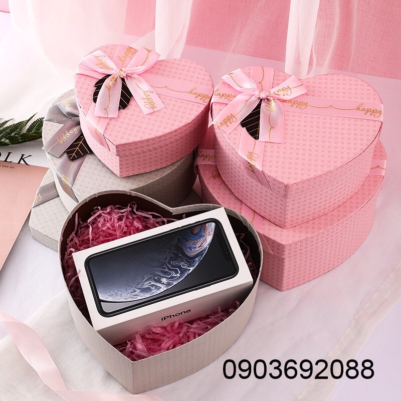 [HCM] Hộp quà trái tim màu basic đơn giản, sang trọng - quà tặng valentine