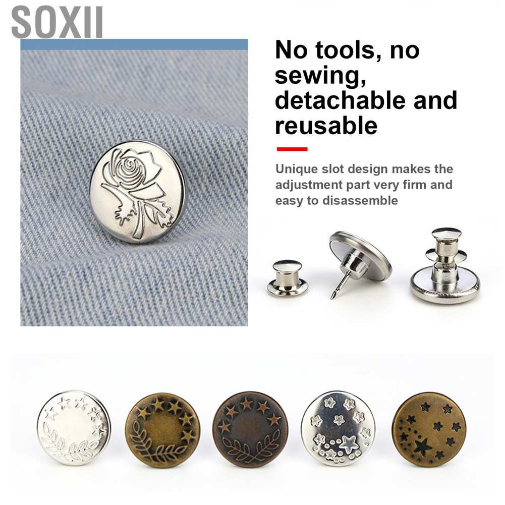 Soxii 24Pcs Button Pins Jeans Pants Universal Nail‑Free Waistline Change Detachable Adjustment DIY