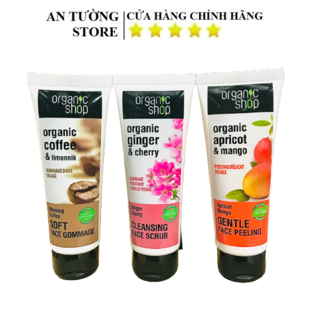 Tẩy Da Chết Vùng Mặt Organic Shop Chiết Xuất Hạt Cà Phê