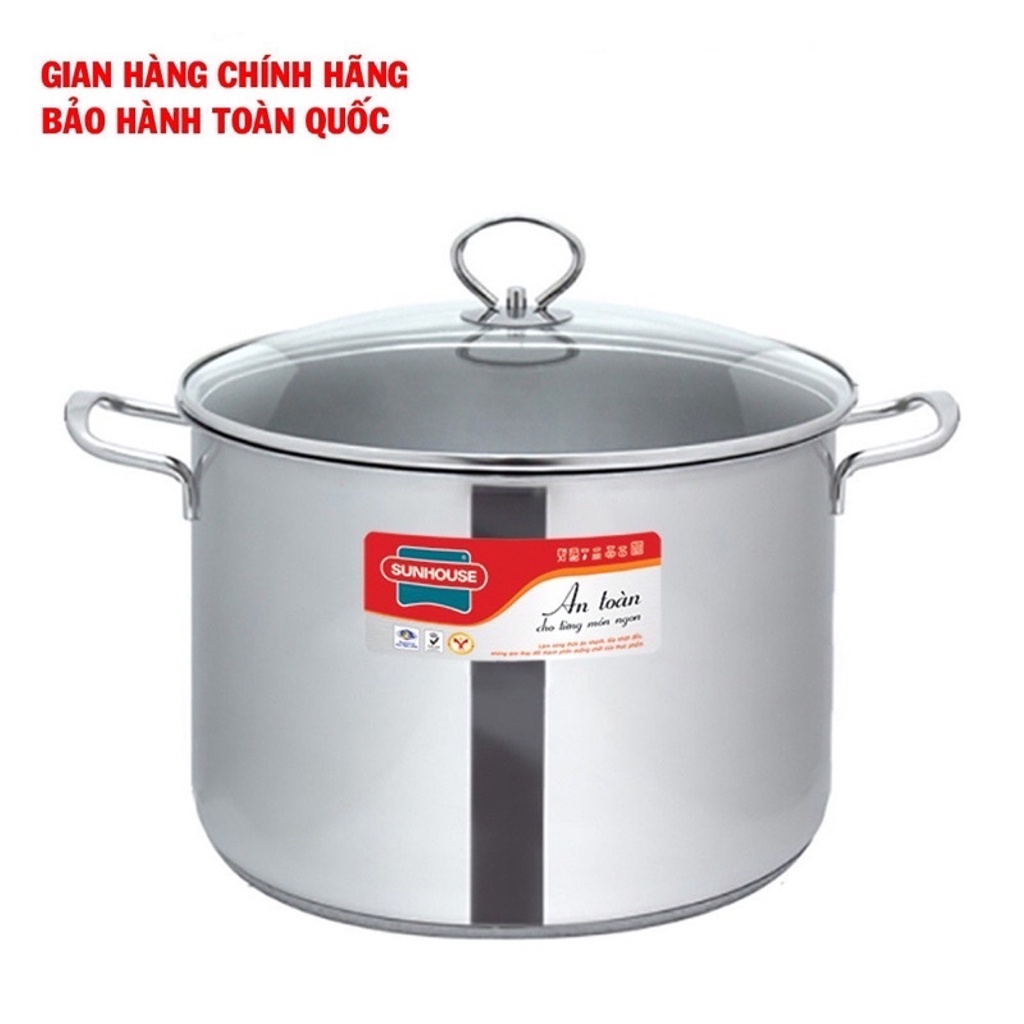 Deal sốc Nồi luộc gà, nồi inox thành cao Sunhouse đáy 3 lớp đường kính 28cm cao cấp dùng được mọi loại bếp