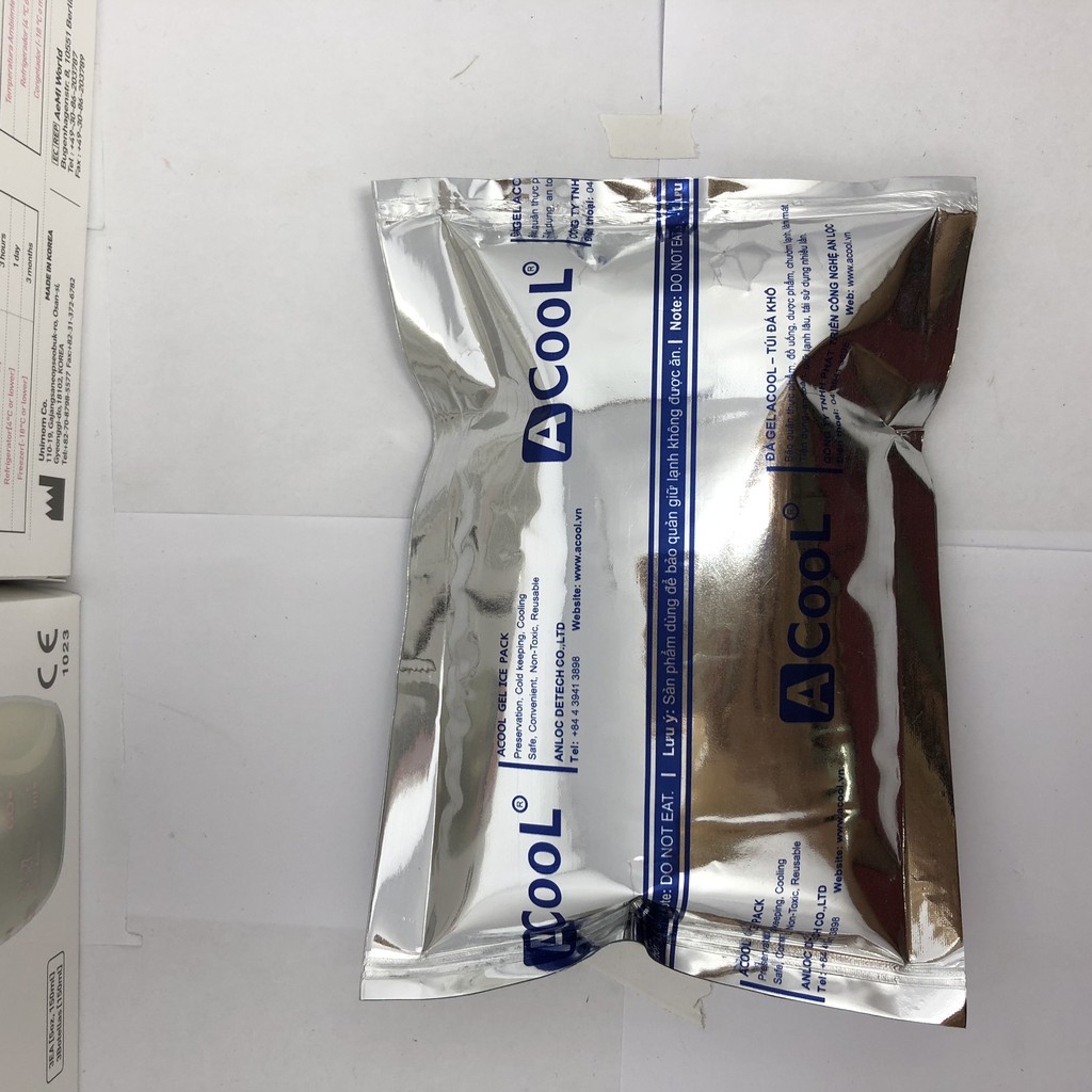 Đá khô giữ nhiệt Acool dạng gel - túi tráng bạc 350g - Dùng bảo quản lạnh thực phẩm, đồ uống, sữa mẹ 95